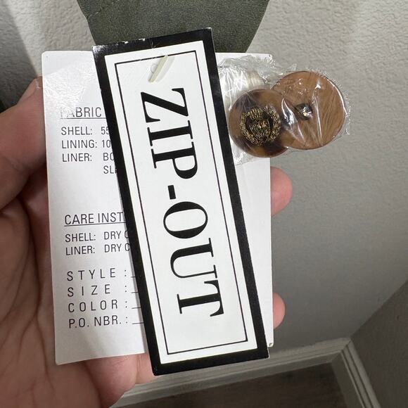 Gallery Petite 10 Double Breasted Trench Coat Olive Green Belted Zip Out NWT - Picture 12 of 15